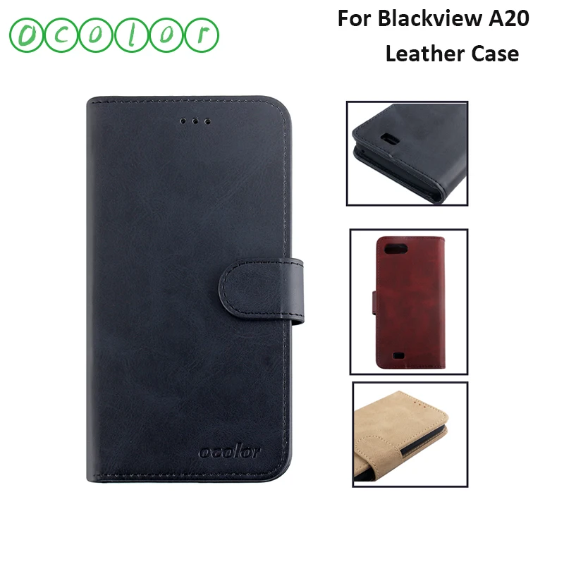 Цветной чехол для Blackview A20 из искусственной кожи с откидной крышкой и карманом