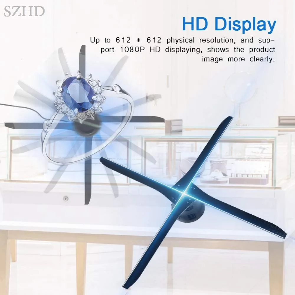 Голограмма 3d led fan голографический рекламный проектор с четырьмя лезвиями Wi Fi 60 см