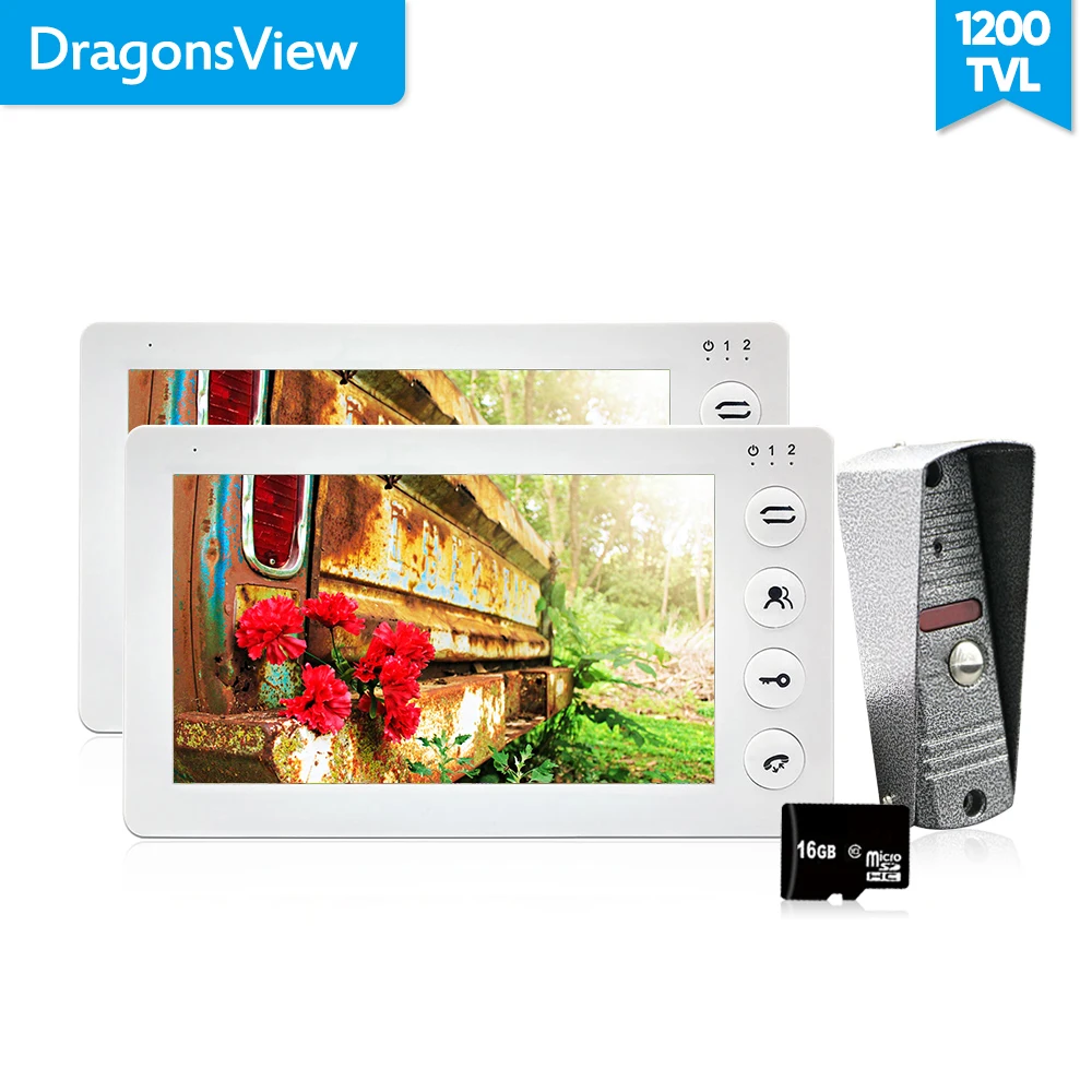 Видеодомофон Dragonsview 7 дюймов 2 монитора 1 дверной звонок камера внутренней связи