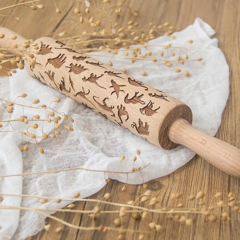 Скалка с рельефным рисунком динозавра рождественское печенье для выпечки