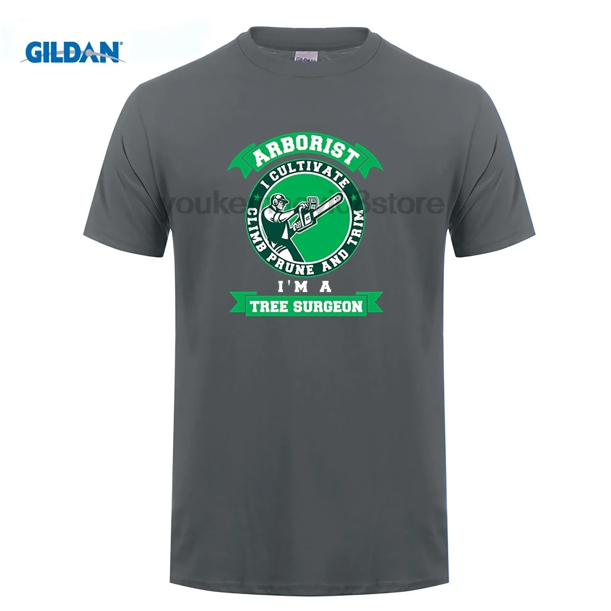 GILDAN хлопковая Футболка с круглым вырезом и принтом Arborist I cultiate climb prune and trim Im a tree