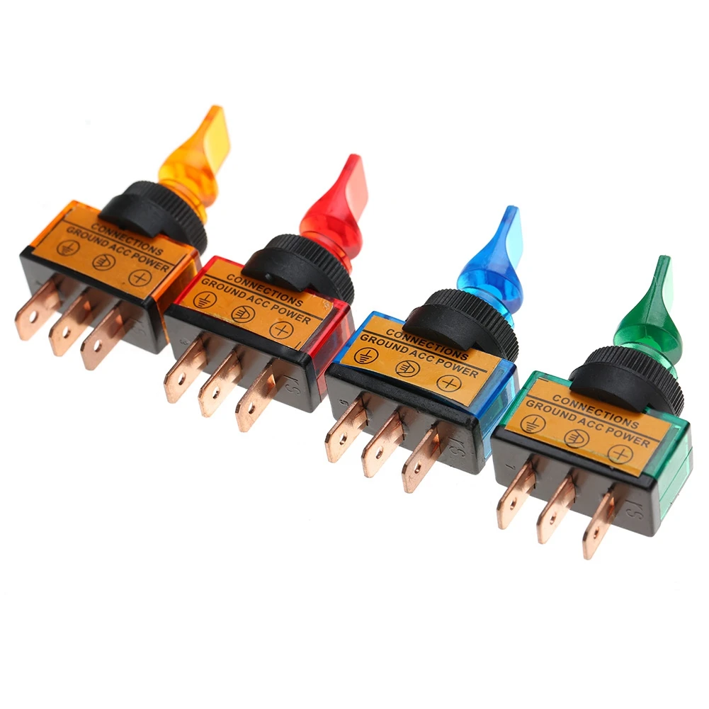 10 шт. 12VDC 20A светодиодный тумблер с короткой ручкой 3 Pin 12 мм ASW 14D переключатели
