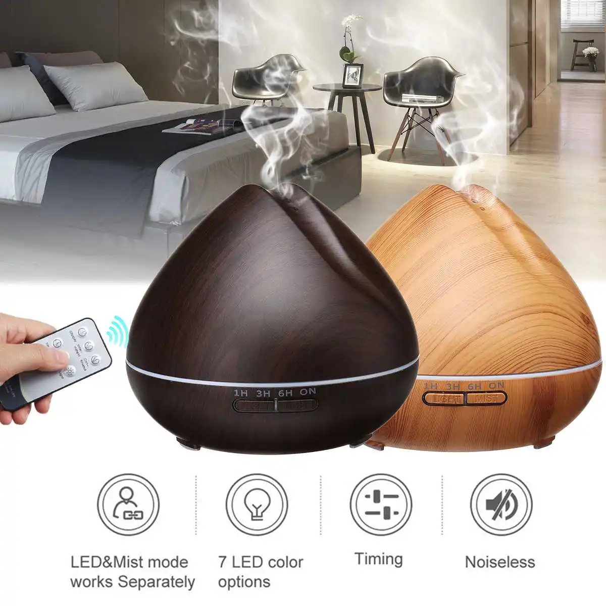 Увлажнитель Ароматизатор воздуха ультразвуковой со светодиодной подсветильник