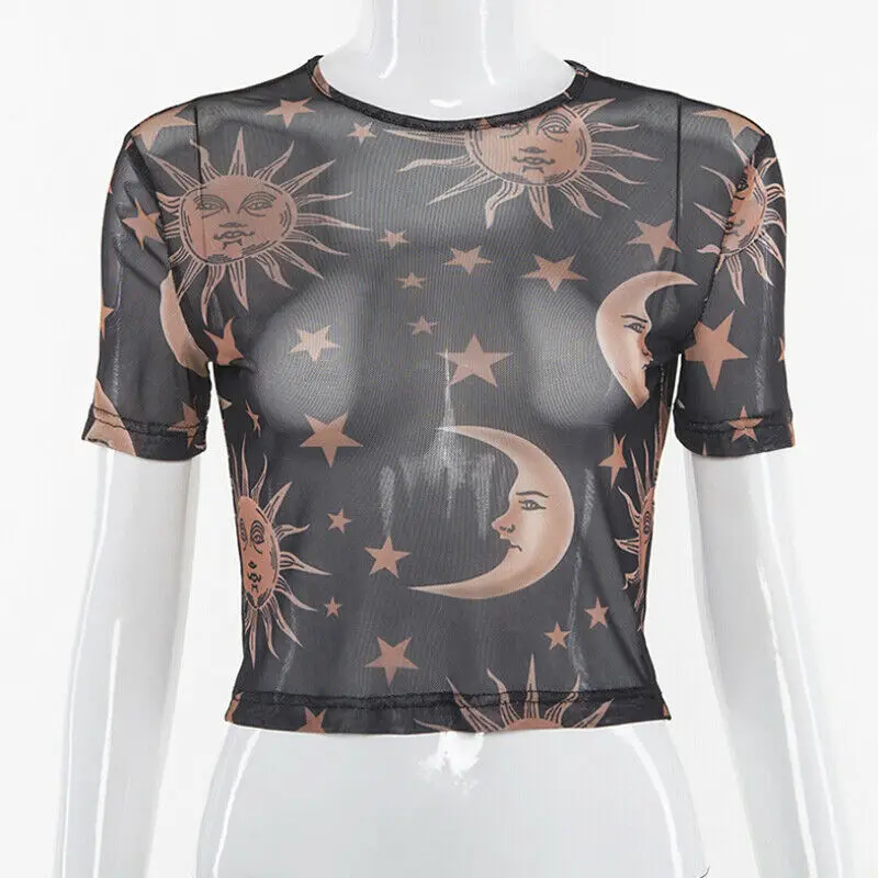 Женские футболки женские летние прозрачные сетчатые Топы прозрачная рубашка с