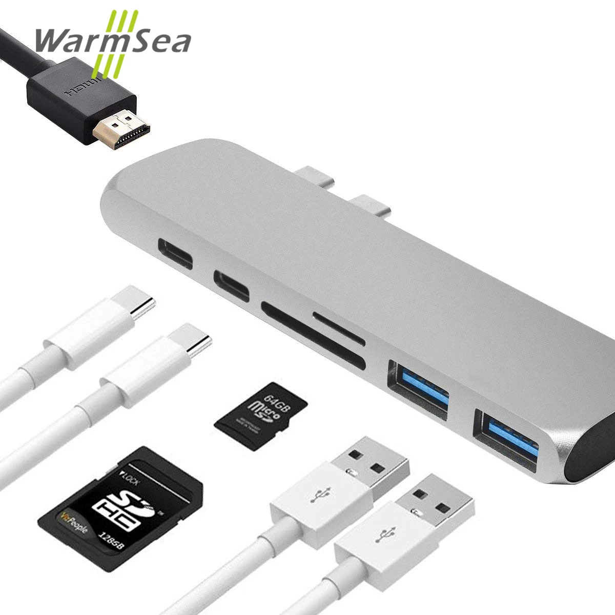 Usb type C концентратор адаптер с 4 K HDMI USB 3 0 порты SD/Micro SD кардридер Thunderbolt зарядное