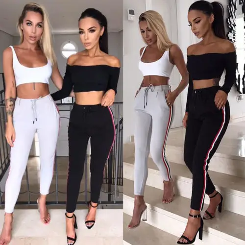 Для женщин поясом Бумага сумка галстук талии сигареты Slim Fit полной длины брюк в