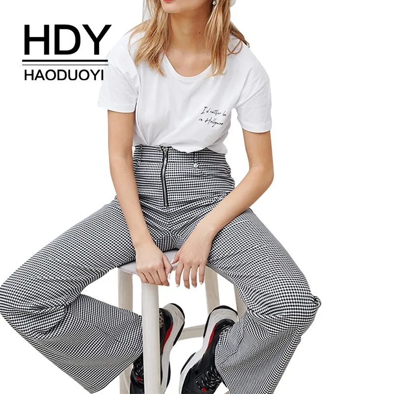 HDY Haoduoyi однотонная белая футболка с круглым воротником женские свободные топы