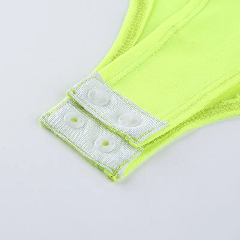 Женский сексуальный боди горячая флуоресцентная зеленая уличная одежда топы