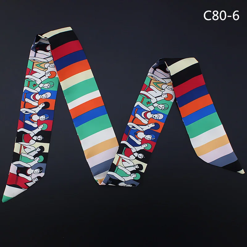 

Новинка 2019, Модный яркий женский шарф из саржевого шелка, Модный женский шарф, украшение для ручки, Многофункциональный ручной галстук