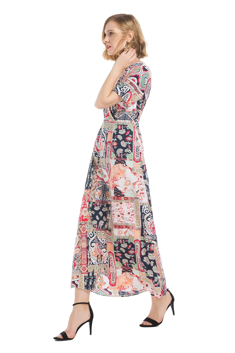 2019 летнее платье элегантное женское Ретро Vestidos Verano богемное Цветочное с v
