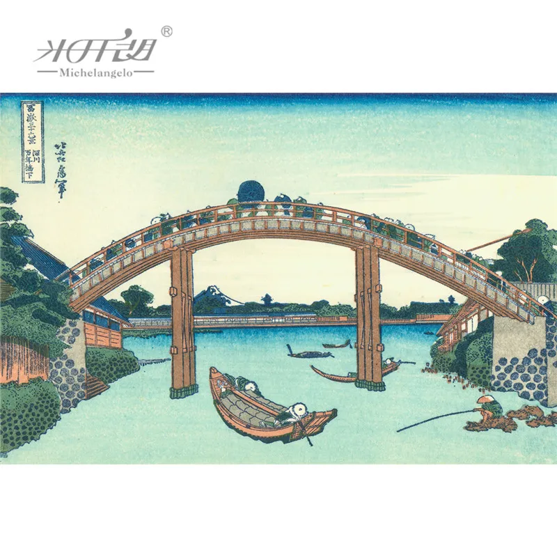 Микеланжело деревянные пазлы Ukiyoe 36 видов горы Фудзи под манненским мостом на