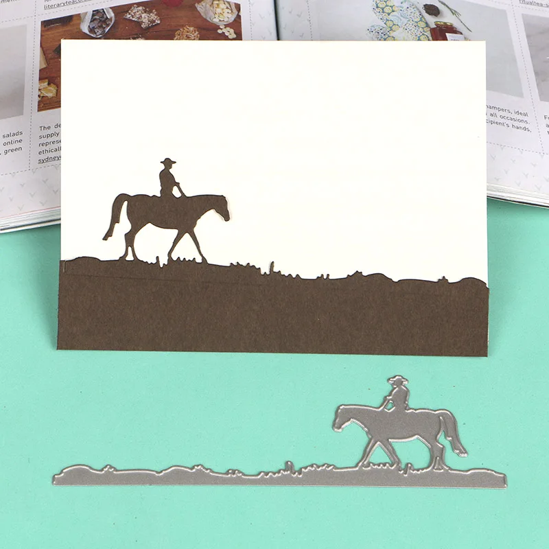 

DUOFEN METAL CUTTING DIES S18082305 Horse Rider Border embossing stencil DIY Scrapbook Paper Album 2018 new