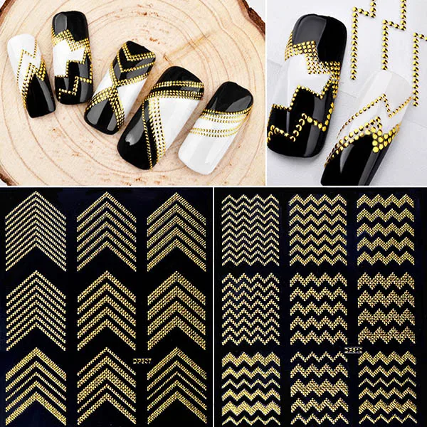 3D Nail Art Sticker Metal Striped Wave Line Adhesive Tips Decoration Stickers DIY Manicure OA66 | Красота и здоровье