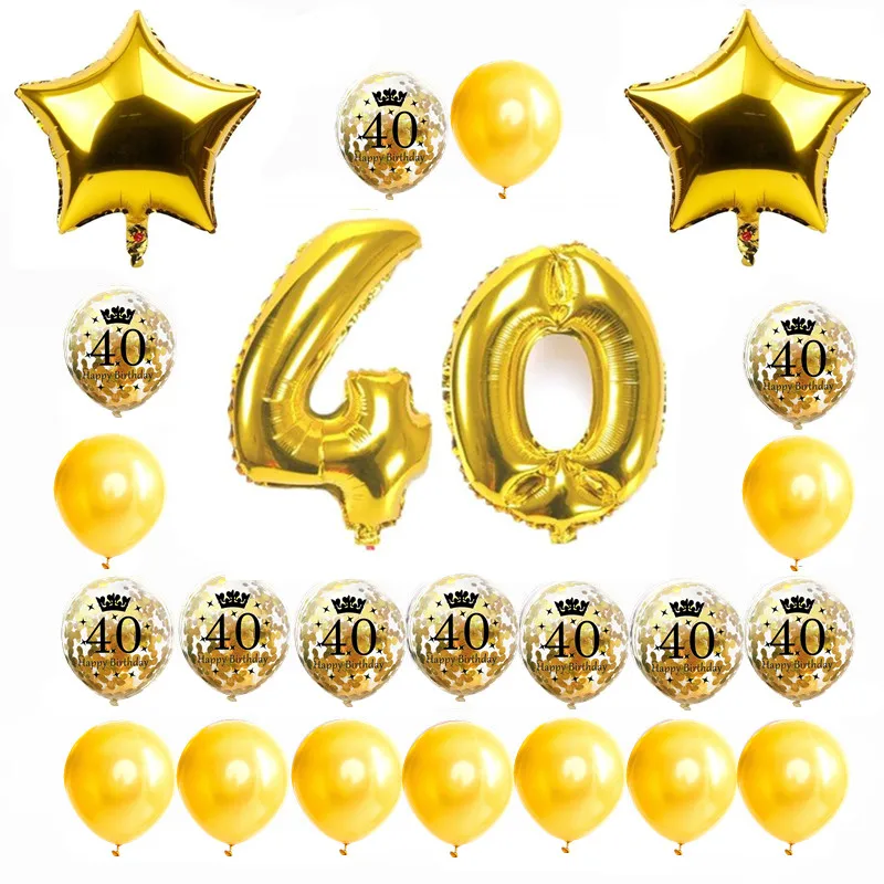 ZLJQ Gold 30th Happy Birthday конфетти-короны воздушные шары Jumbo Number 30 фольгированные для