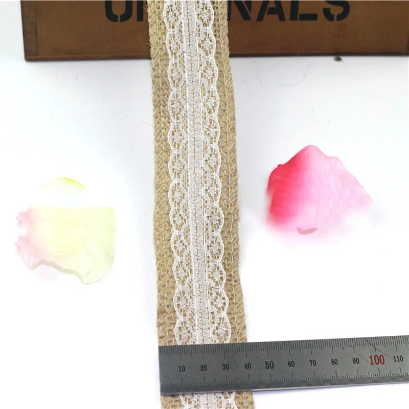 2 м джутовая Мешковина натуральная гессианская лента с кружевной отделкой по