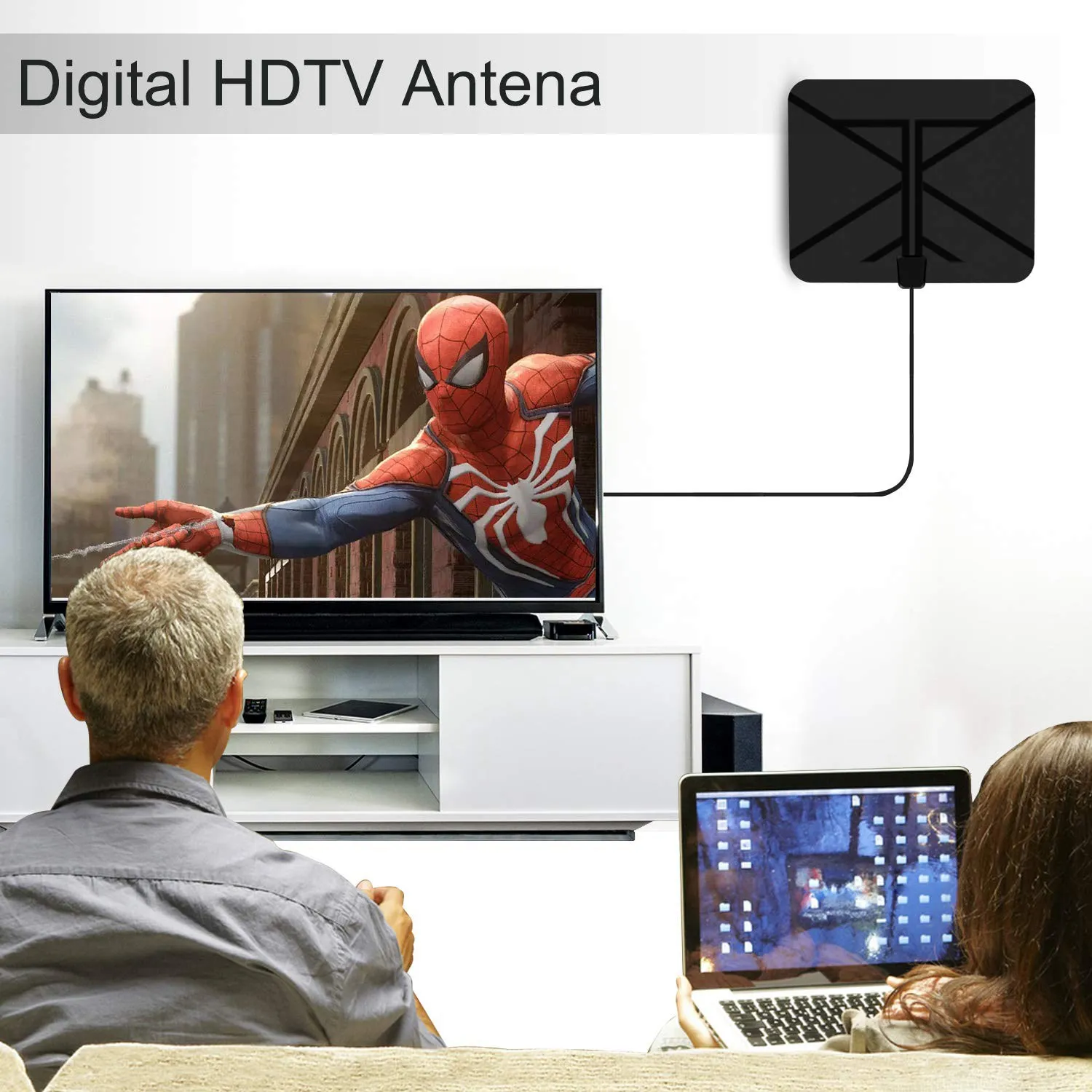 Hdtv Антенна внутренняя цифровая усиленная 60 миль с усилитель переключателя