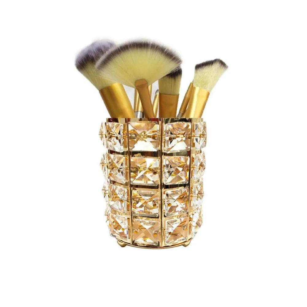 Cosmetic Storage Box 1 PCS Sliver Gold Crystal Makeup Brush Bucket Recommended Atmospheric Beauty | Дом и сад