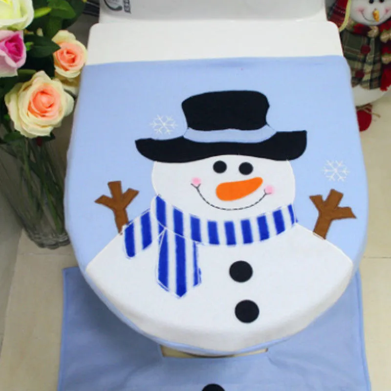 Happy Snowman Toilet Seat Cover Rug Bathroom Product Set Winter Christmas Home Decoration Household Merchandises | Дом и сад