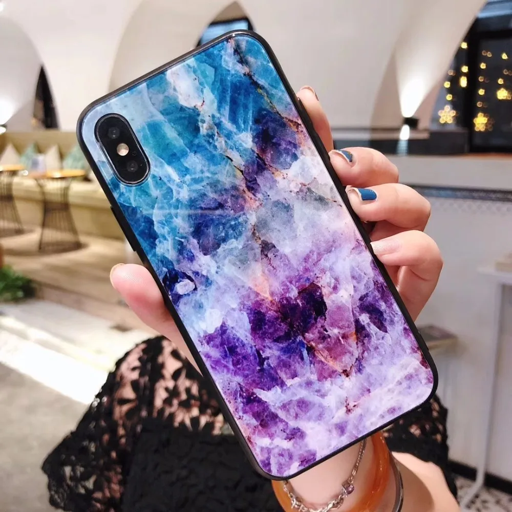Встроенная крышка для Iphone Xr чехол мраморный Женский Для закаленное стекло 7 8 X Xs Max