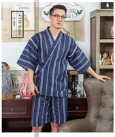 traditional men japanese pajamas sets cotton simple kimono yukata nightgown sleepwear bathrobe leisure wear lover homewear h9060