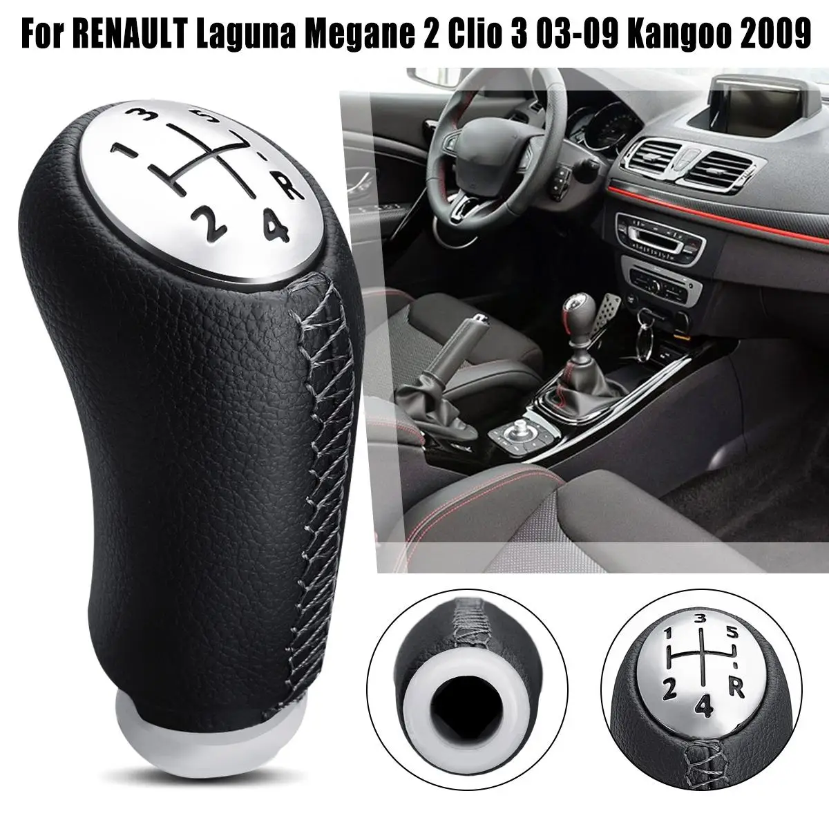 5 Скорость Шестерни ручка из искусственной кожи головы палка для Renault Laguna Megane 2 Рено Клио 3 2003 2004 2005 2006 2007 2008 2009 Scenic2 Kangoo