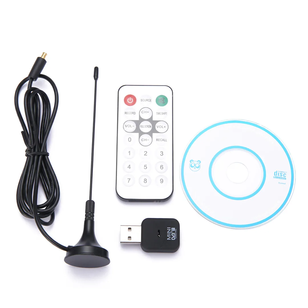 Цифровой мини DVB-T USB 2 0 мобильный HD ТВ тюнер приемник + портативная антенна пульт