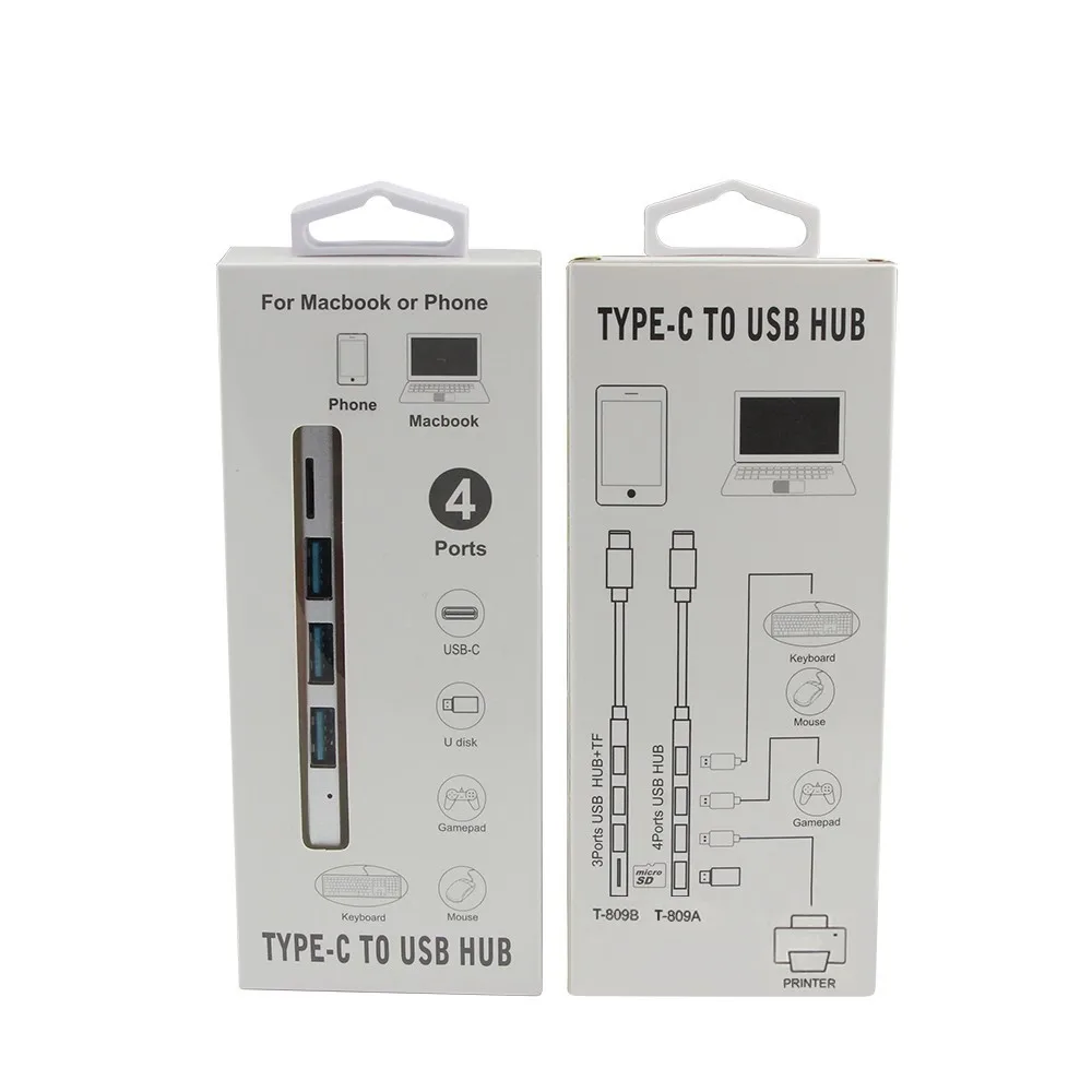 Хаб Type C 3 порта USB 0 хаб Высокоскоростной TF разветвитель Портативный Micro SD для