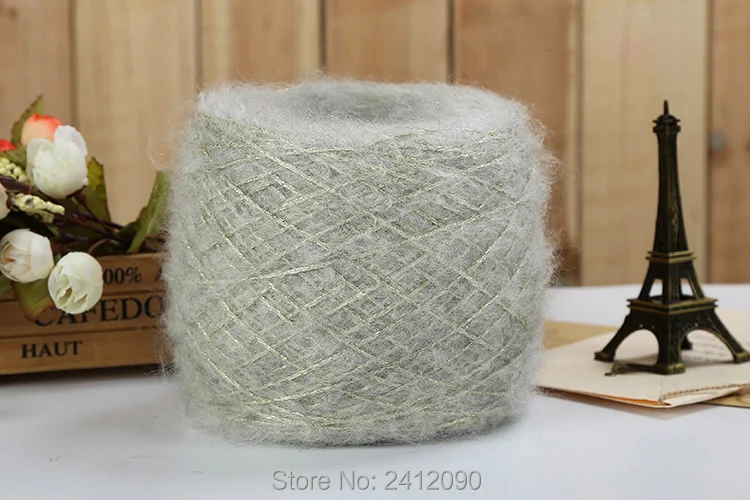 4 шт блонд розовый мягкий мохер пряжа + металлическая нить блестящая шерсть