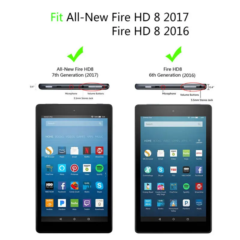 Для Amazon Kindle Fire HD8 2017 7th поколения Чехол на планшет 8 дюймов роспись из