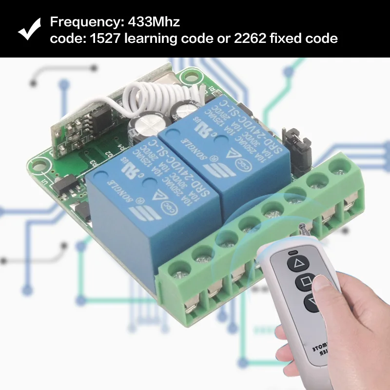 433 МГц универсальный пульт дистанционного управления DC 12V 10A 2CH релейный приемник