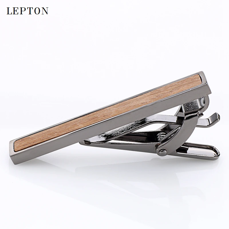 High quality Tie Bar Wood For Mens Lepton High-grade hedgehog sandalwood Tie clips Men Business Wedding Tie Clip&Cuff links