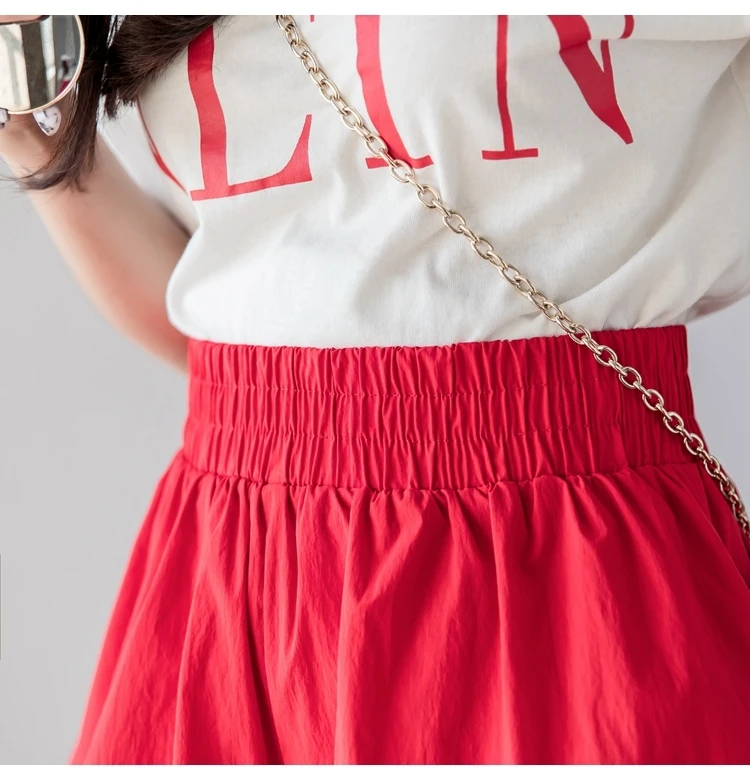 Эластичные шорты с высокой талией цвет красный черный белый коллекция 2019 года