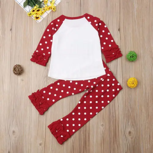 New Fashion Children's Suit Newborn Baby Boys Girls Set Print Pulka Dot Tops Sweatshirt Long Pants Outfits 0-24M | Детская одежда и