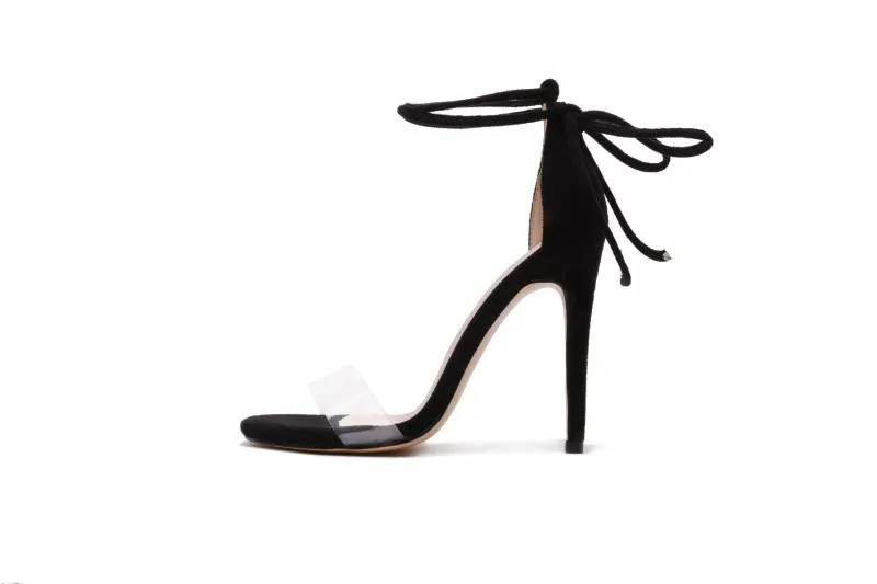 

Модный женский новый модный дизайн из ПВХ чистый прозрачный ремешок на щиколотке в римском стиле тонкий каблук-Гладиатор