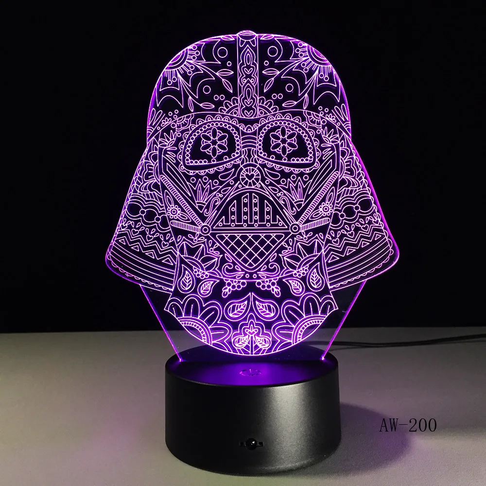 С изображением из Звездных Войн рисунок с Дартом Вейдером 3D Led 7 цветов спальный