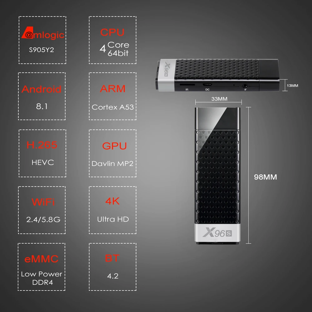 ТВ приставка X96S Amlogic S905Y2 Android 2019 8 1 ГГц Wi Fi|ТВ-приставки и медиаплееры| |