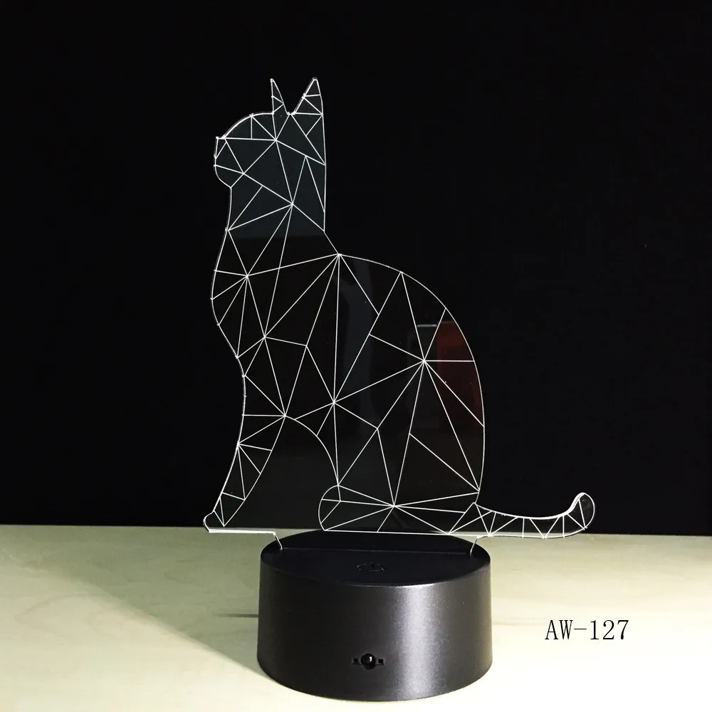 3D Benumbed Cat 7 цветов меняющийся светодиодный ночник Иллюзия настольная лампа
