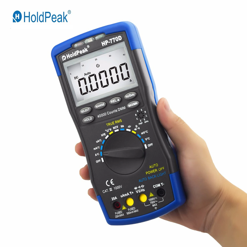 HoldPeak Цифровой мультиметр HP 770D Авто Диапазон True RMS 40000 отсчетов NCV AC DC Напряжение