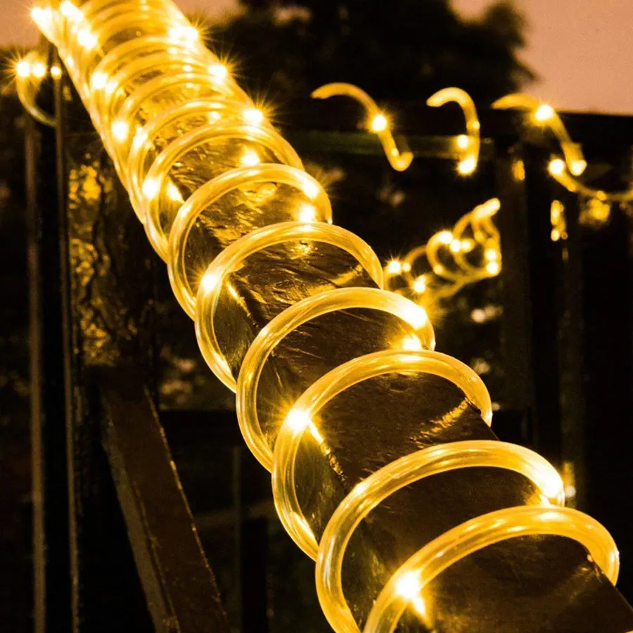 50/100 LED ПВХ веревка трубка медная проволока Солнечная гирлянда декоративные