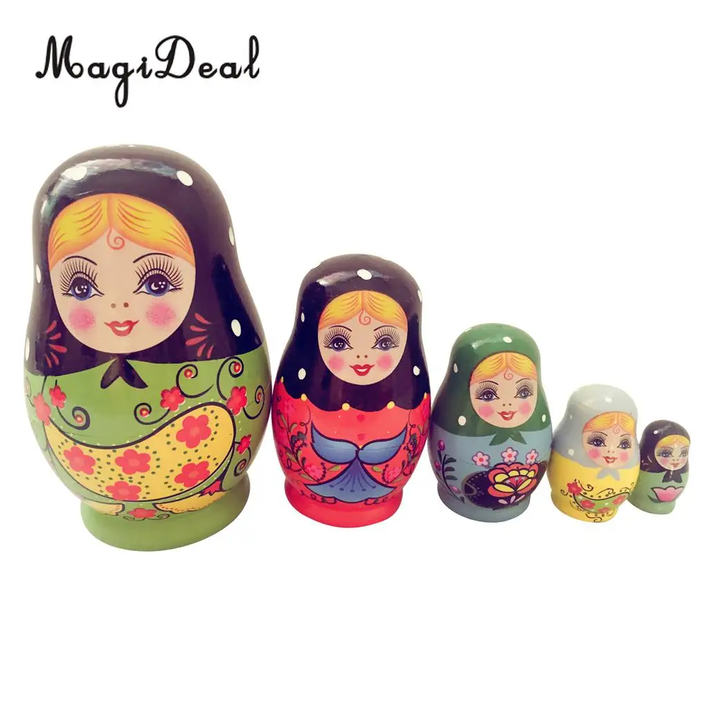 MagiDeal милый 5 шт./компл./комплект нарисованные девушки деревянные русские