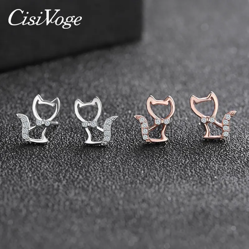 CisiVoge Новый 2019 925 пробы серебряные блестящие Bling домашнее животное кошка Форма