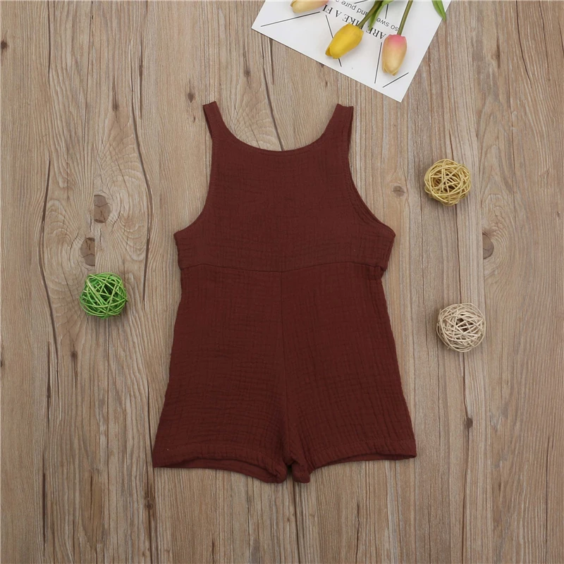 Летний хлопковый комбинезон для новорожденных девочек наряды без рукавов одежда