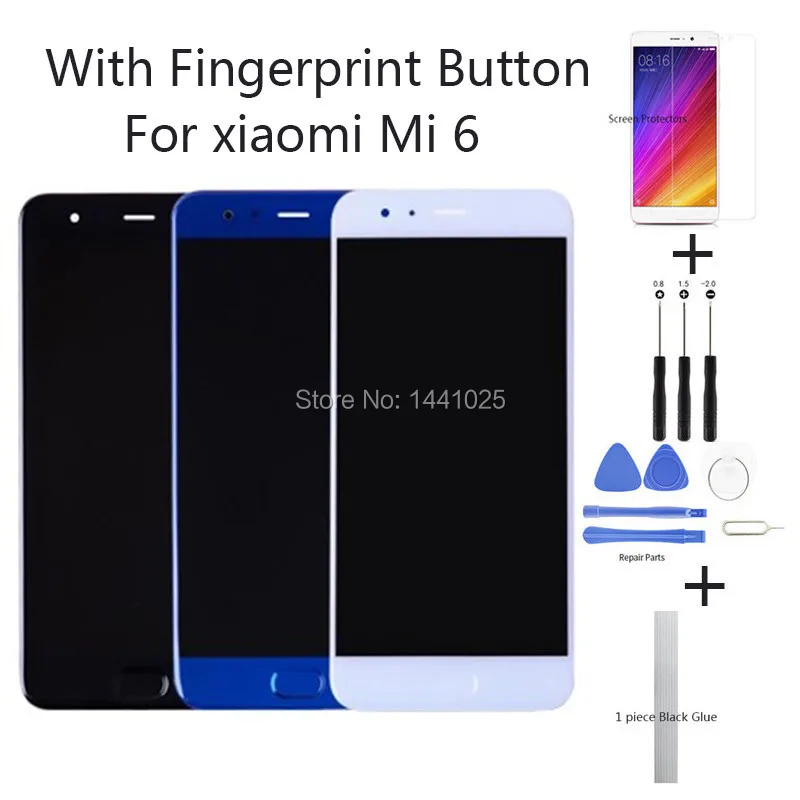 

ЖК-экран IPS для xiaomi 6, качество AAA, сенсорный ЖК-экран для MI 6, черный, белый, синий, сменный ЖК-экран без рамки