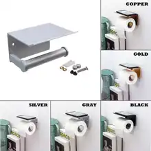Paper Holders Bathroom Accessories Toilet WC Paper Holder Mobile Phone Roll Holder with Shelf Towel Rack Black