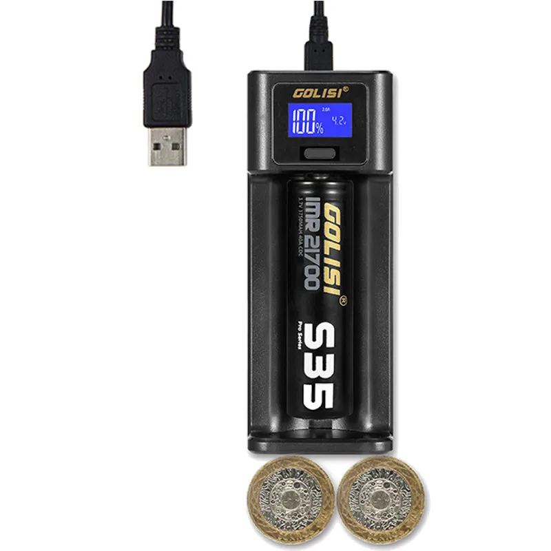 Зарядное устройство LEORY Golisi I1 с usb портом ЖК дисплей для литий ионных/Ni MH/Ni cd