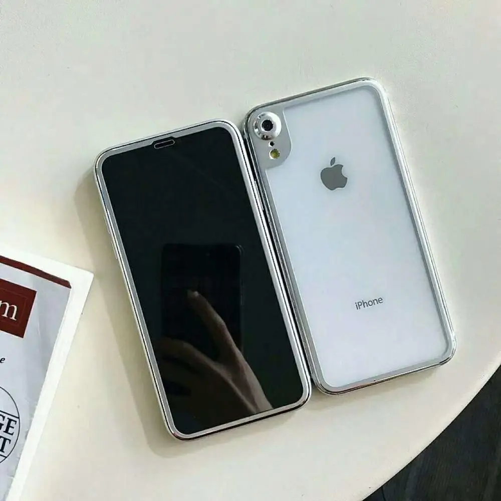 10 комплектов для iPhoneX XS MAX XR металлический передний экран 9 H закаленная Защитная пленка для стекла+ задняя полная защита корпуса