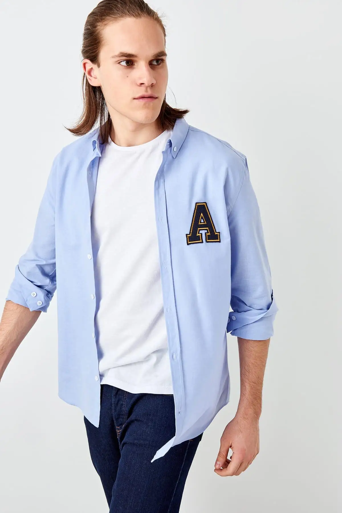 Trendyol синие мужские рубашки TMNSS19FO0026| |