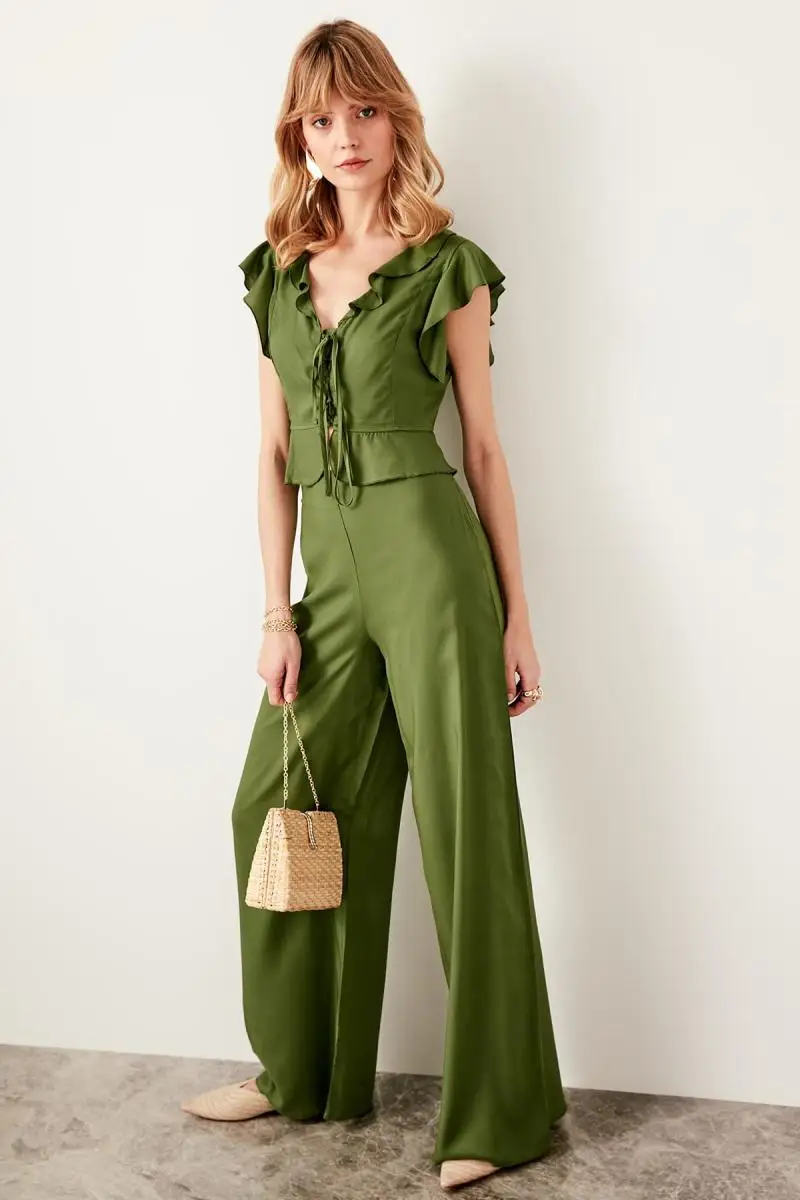 Trendyol Haki Брюки клеш TWOSS19EH0101|Брюки| |