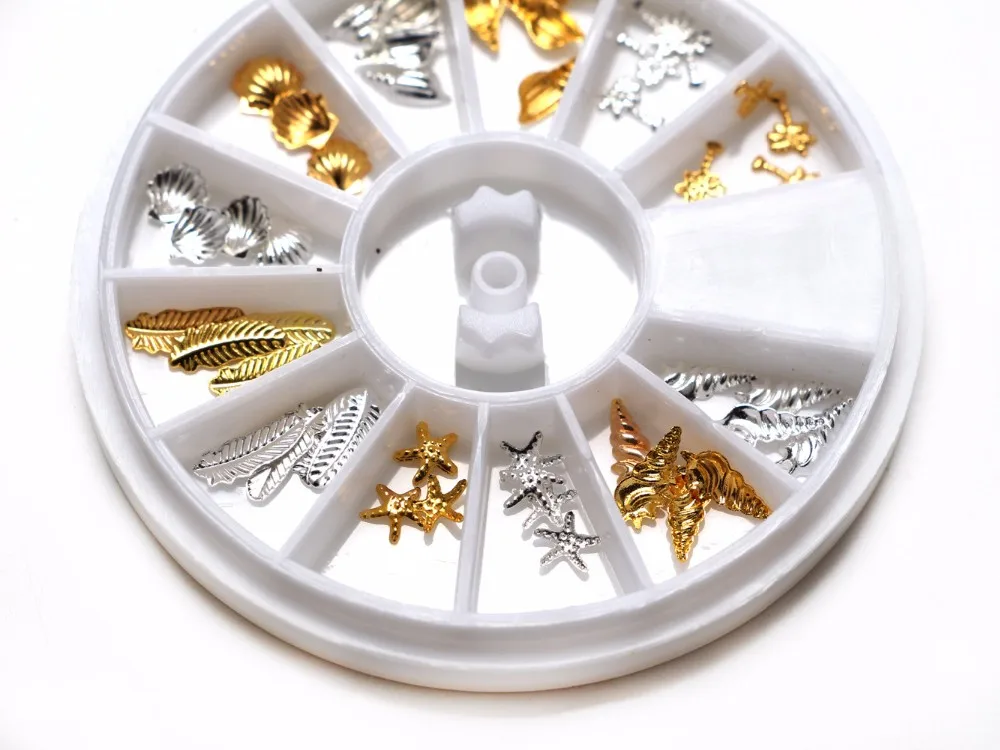 Стразы для ногтей 6 см коробка сплав украшения 12 обычных 48 шт. морская звезда перо