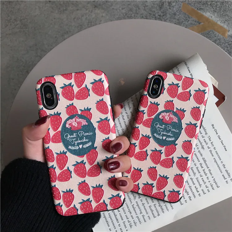 Kawaii японский розовый клубничный чехол для телефона iPhone X Xs XR XSmax 7 Puls 6 6S 8 Чехлы